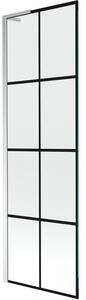 Mexen Next L parawan nawannowy 1-skrzydłowy 60 x 150 cm, czarna kratka, chrom - 895-060-000-03-77-01