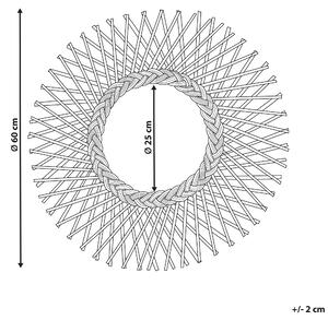 Lustro ścienne boho naturalne rattanowe kształt słońca ażurowe okrągłe 60 cm Tagolu Beliani