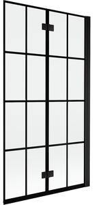 Mexen Mist parawan nawannowy 2-skrzydłowy prawy 100 x 150 cm, czarna kratka, czarny - 8A9-100-002-70-77-P