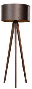 Lampa podłogowa Tripod z drewna orzechowego z brązowym aksamitnym abażurem 50 cm - Tripod Classic