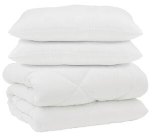 Duvet z poduszkami z poduszką 3 pcs Biały Mikrofibra i Puch