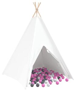Namiot Teepee Biały 120 x 120 x 150 cm Tkanina i plastik