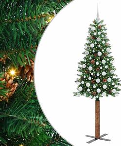 Szczupła Choinka Zielony 180 cm PVC i lite drewno sosnowe