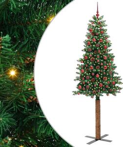 Szczupła Choinka Zielony 210 cm PVC i lite drewno sosnowe