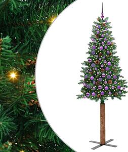 Szczupła Choinka Zielony 210 cm PVC i lite drewno sosnowe