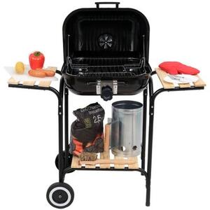 Grill ogrodowy węglowy LUND 99905 Zamykany, na kółkach, półki boczne, regulacja wysokości rusztu