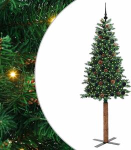 Szczupła Choinka Zielony 210 cm PVC i lite drewno sosnowe