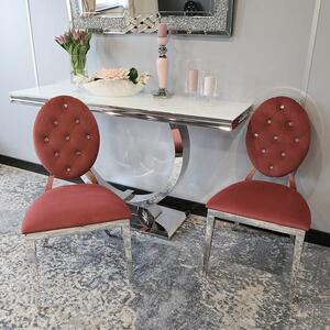 Krzesło Ludwik glamour Royal Rust - czerwone krzesła pikowane kryształkami, kołatka