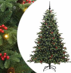 Sztuczna choinka z podstawą Zielony 210 cm PVC, Metal i Plastik