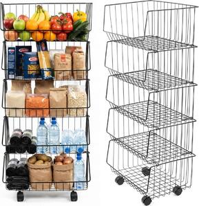 Rega kuchenny mobilny 99 cm szafka na kókach 5 koszy póka azienkowa