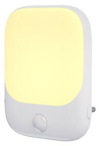 Lampka nocna do gniazdka z czujnikiem ruchu i zmierzchu do sypialni biała prostokątna regulacja jasności ciepła barwa LED 0.6W PATI Eko-Light