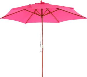 Parasol Florida, parasol ogrodowy, Ø 3m poliester/drewno ~ różowy