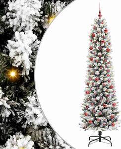 Sztuczna choinka z podstawą Biały 210 cm PVC, Metal i Plastik