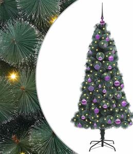 Sztuczna choinka z lampkami i zestawem ozdób Zielony 150 cm PET