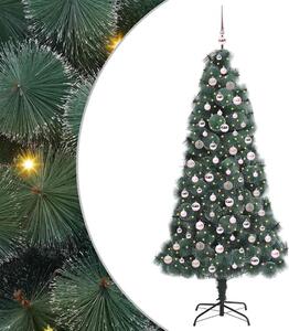 Sztuczna oświetlona choinka z zestawem bombek Zielony 210 cm