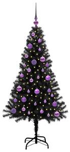 Choinka z 150 diodami LED z podstawą Czarny 150 cm PVC