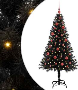Choinka z 150 diodami LED z podstawą Czarny 150 cm PVC