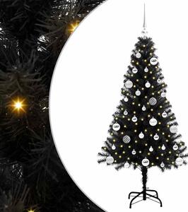 Choinka z 150 diodami LED z podstawą Czarny 150 cm PVC