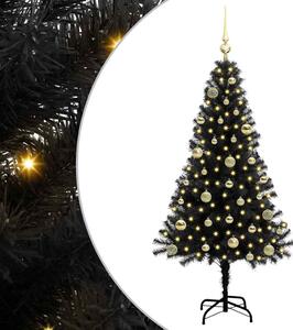 Choinka z 150 diodami LED z podstawą Czarny 150 cm PVC