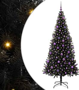 Choinka z 300 diodami LED z podstawą Czarny 210 cm PVC