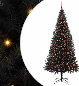 Choinka z 300 diodami LED z podstawą Czarny 210 cm PVC
