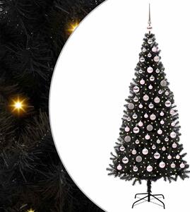 Choinka z 300 diodami LED z podstawą Czarny 180 cm PVC