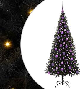 Choinka z 300 diodami LED z podstawą Czarny 180 cm PVC
