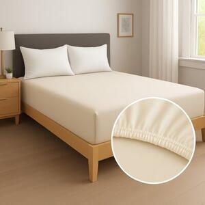 Prześcieradło z gumką 220x200 cm na materac jersey bawełna polska ecru