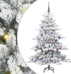 Sztuczna choinka z zawiasami z podstawą Biały 150 cm PVC i stal