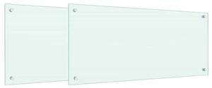 Panel kuchenny 2 pcs Biały 90 x 40 cm szkło hartowane