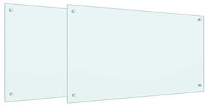 Panel kuchenny 2 pcs Biały 90 x 50 cm szkło hartowane