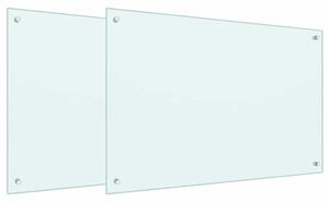 Panel kuchenny 2 pcs Biały 90 x 60 cm szkło hartowane