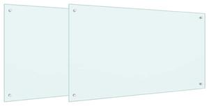 Panel kuchenny 2 pcs Biały 100 x 60 cm szkło hartowane