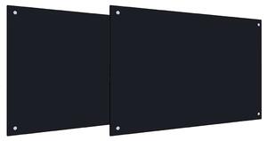 Panel kuchenny 2 pcs Czarny 90 x 50 cm szkło hartowane