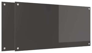 Panel kuchenny 2 pcs Ciemnoszary 100 x 50 cm szkło hartowane