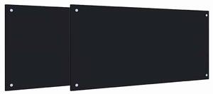 Panel kuchenny 2 pcs Czarny 100 x 50 cm szkło hartowane