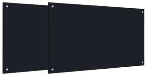 Panel kuchenny 2 pcs Czarny 100 x 60 cm szkło hartowane