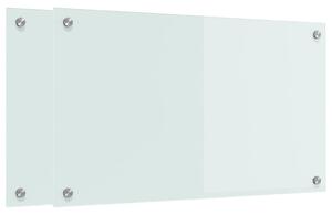 Panel kuchenny 2 pcs Biały 70 x 40 cm szkło hartowane
