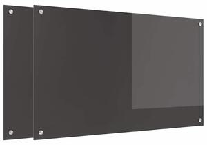 Panel kuchenny 2 pcs Ciemnoszary 100 x 60 cm szkło hartowane