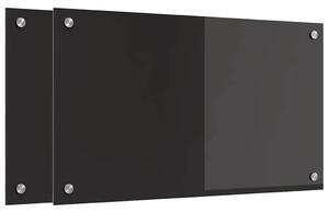 Panel kuchenny 2 pcs Czarny 70 x 40 cm szkło hartowane