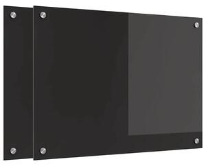Panel kuchenny 2 pcs Czarny 70 x 50 cm szkło hartowane