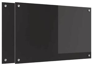 Panel kuchenny 2 pcs Czarny 80 x 50 cm szkło hartowane