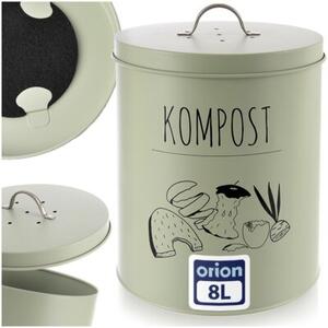 Kompostownik kuchenny z filtrem węglowym metalowy zielony GREENISH 8 l