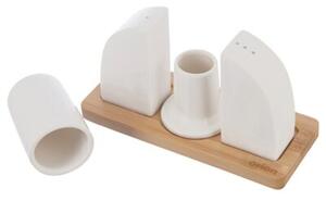 Solniczka i pieprzniczka porcelanowa ze stojakiem WHITELINE 4 el