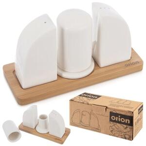 Solniczka i pieprzniczka porcelanowa ze stojakiem WHITELINE 4 el