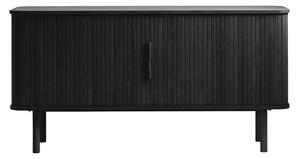 Czarna niska komoda w dekorze dębu z drzwiami przesuwnymi 76x160 cm Cavo – Unique Furniture