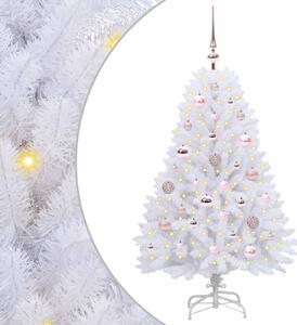 Sztuczna choinka z zawiasami z podstawą Biały 120 cm PVC i Stal