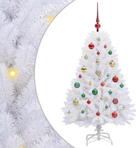 Sztuczna choinka z zawiasami z podstawą Biały 120 cm PVC i Stal