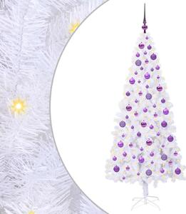 Sztuczna choinka z 300 diodami LED Biały 180 cm PVC i stal