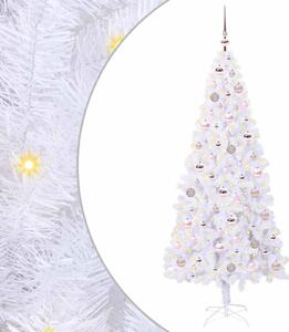 Sztuczna choinka z 300 diodami LED Biały 180 cm PVC i stal